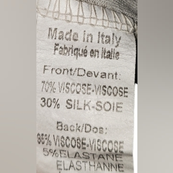 Giusy Italy Silk Blouse Lace Detail Sequins 2 Layers in Front Sheer arms GREY L - Picture 9 of 9